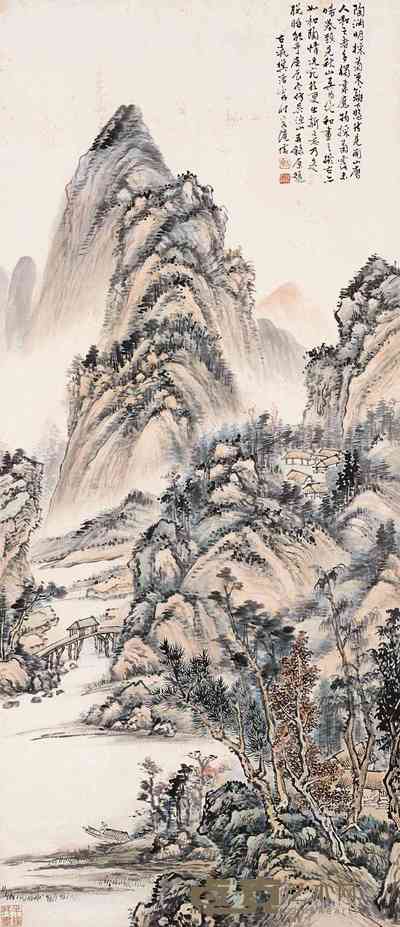 樊浩霖 1940年作 陶渊明诗意 立轴 130×57cm